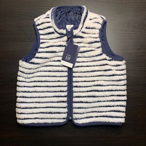 Baby Gap Navy Blue Stripe Fuzzy Vest